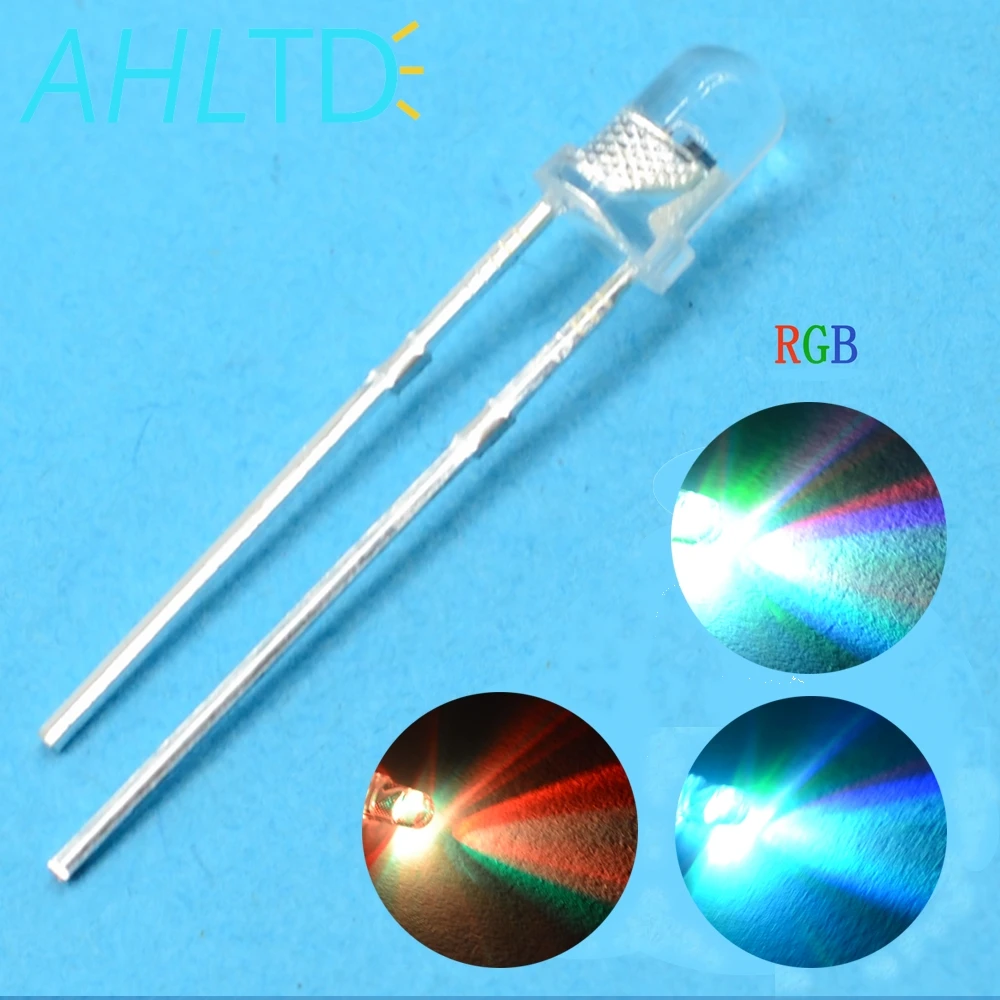 

500pcs 3mm Fast Slow Flash RGB Red Green Blue Rainbow Multi Color light emitting diodes LED Lamp F3 3mm Diode Led Lamp Bulb
