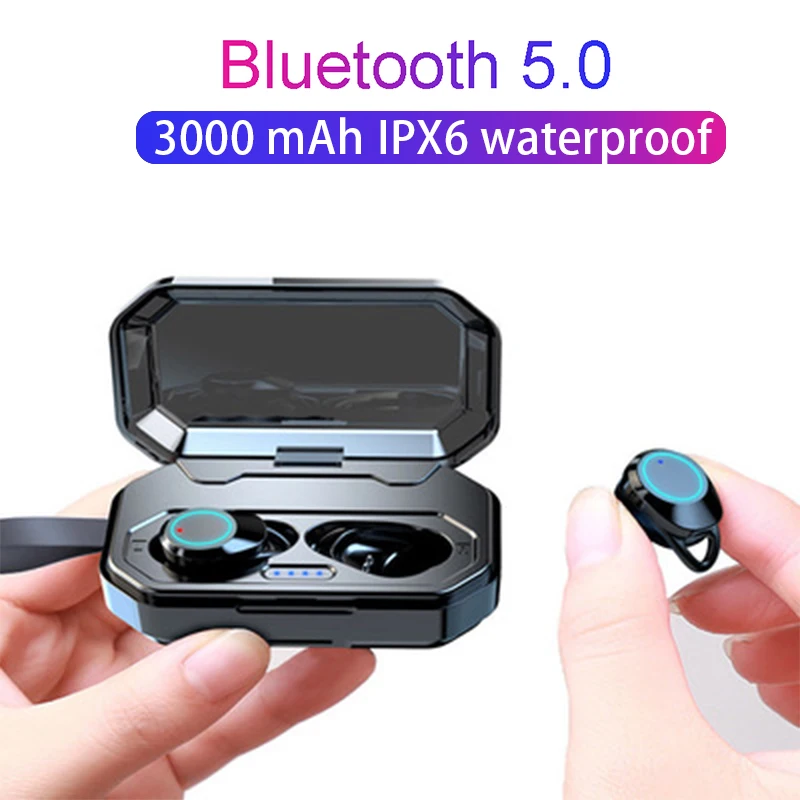 

TWS Bluetooth 5.0 Earphones Waterproof Earbuds Touch Control Auto Pairing Wireless Sports Earbuds With 3000mAh Charging Box