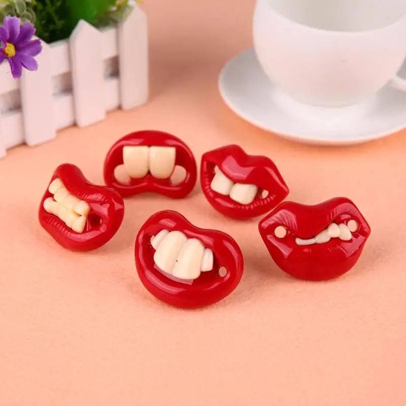 

5pcs Silicone Nipple Dummy Baby Funny Mouth Shape Joke Prank Toddler Soother Nipples Teether Baby Pacifier Accessories