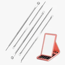 5 шт./1 набор из нержавеющей стали пятна акне средство для удаления игл черная головка инструмент для удаления акне и прыщей инструмент для красоты акне игла с зеркалом