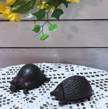 

Cast Iron Turtle Trinket Box Office Desk Decor, Key Hider or Paperweight