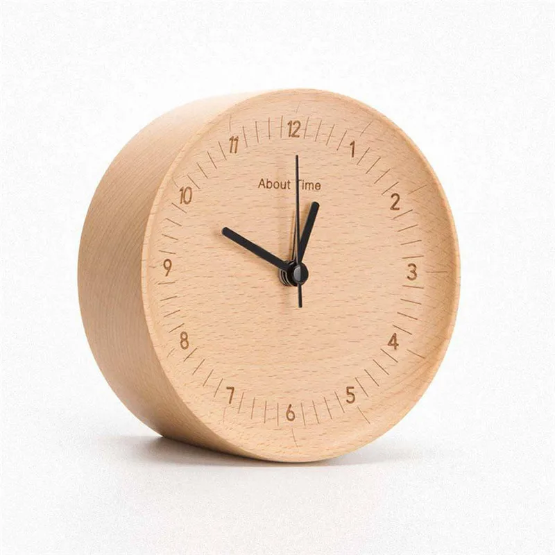 

Home Decor Mute Logs Original Wooden Alarm Clock Quality Fashionable Desk Table Clock with Metal Pointers For Xiaomi About Time