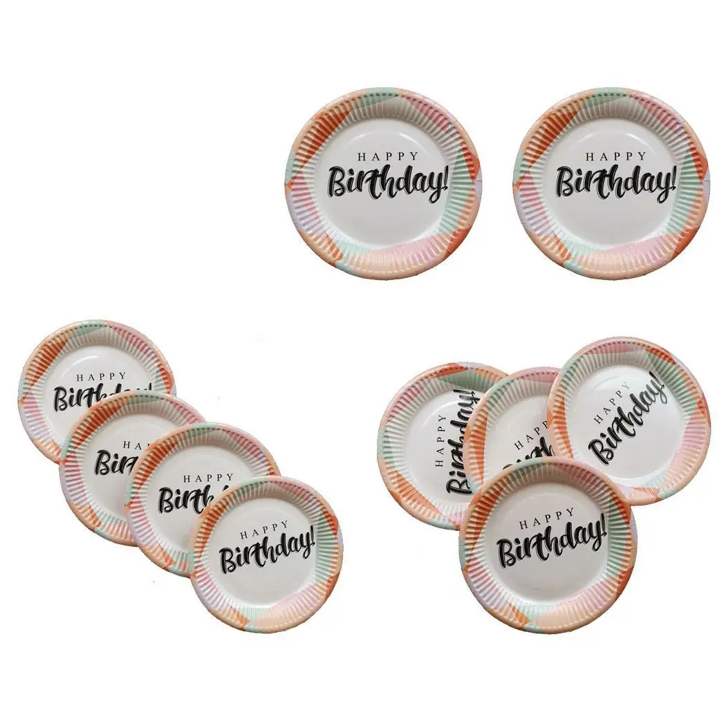 

Birthday Party Disposable Dessert Plate Fruit Festival 18cm/7.1inch Multicolor Cake Letter Paper Tray