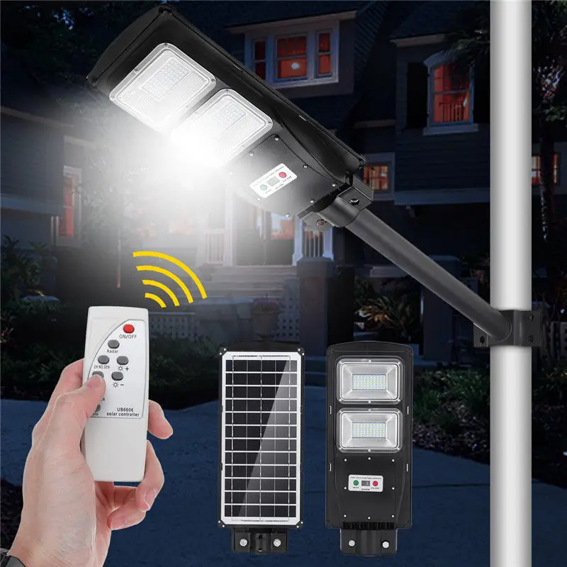 

New LED Street Light 30/60/90W LED Solar Light Radar PIR Motion Sensor Wall Timing Lamp+Remote Waterproof For Plaza Garden Yard