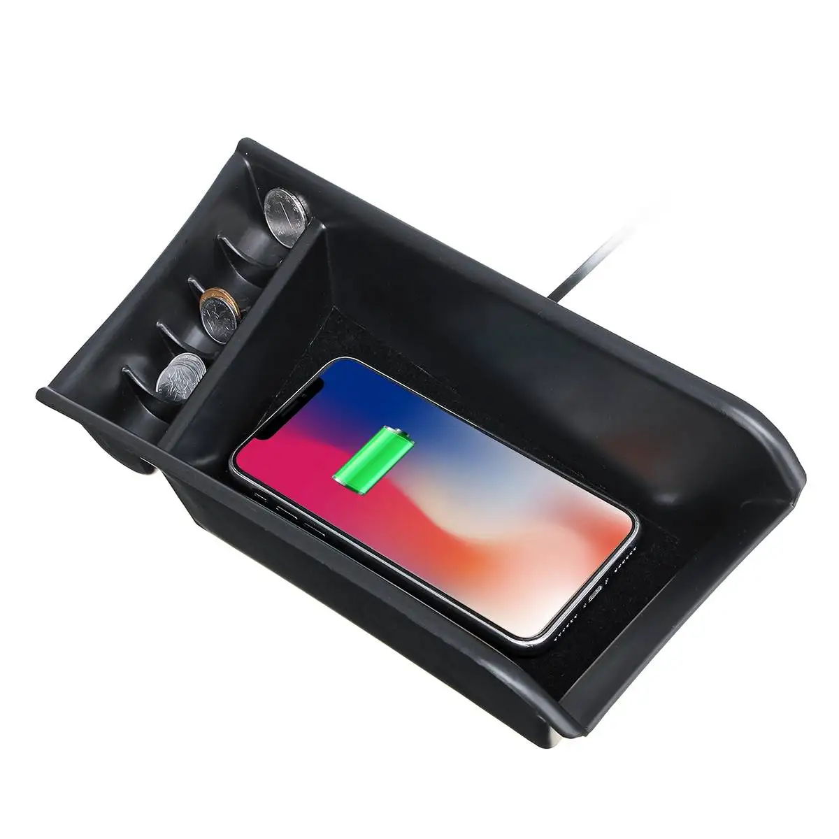 Mobile Phone Wireless Charging Central Armrest Storage Box 12V DC