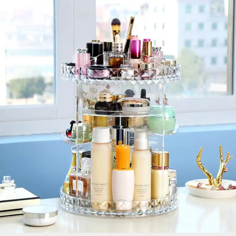 

Transparent Rotating Large Capacity Simple Makeup Storage Box Innovative Desktop Storage Cosmetic Case