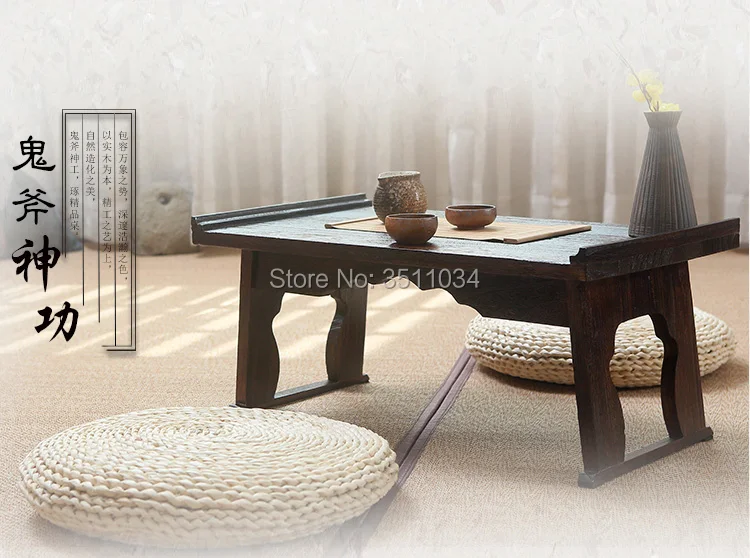 Asian Antique Furniture 68x34x29cm Japanese Floor Table Folding Leg Rectangle Living Room Wooden Laptop Coffee Table Folding