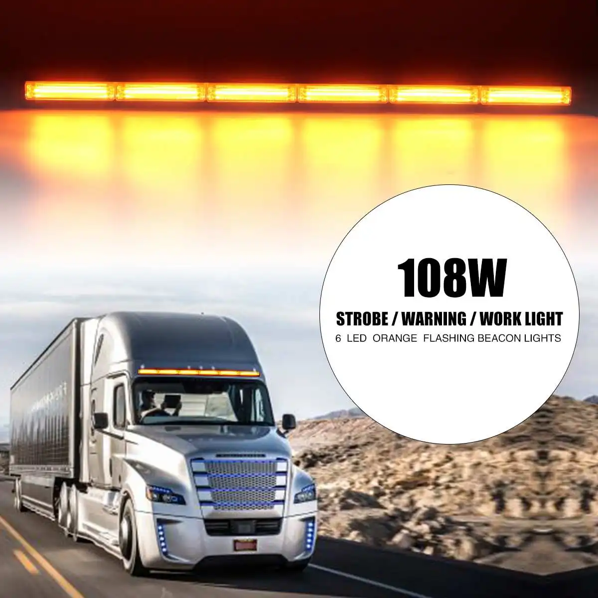 

Mofaner Universal 87.5cm 12V 108W 6 LED Super Bright LED Flash Strobe Light Bar Warning Auto 34.5Inch Decorative Yellow Lamp