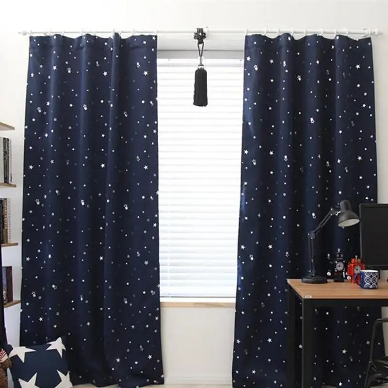 

Modern Stars Printed Shading Curtains Window Treatment Curtain for Bedroom