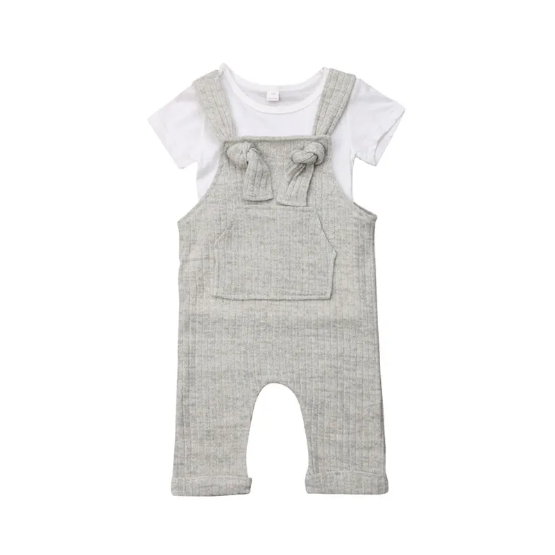 

2PCS Toddler Infant Baby Boys Gentleman Outfit Formal Clothes Short Sleeve Tee Top+Bib Pants Overall Kids Formal Outfits Set