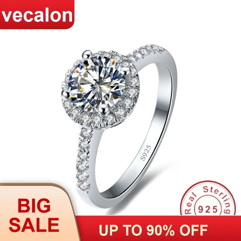 Vecalon Real 925 пробы 5A Циркон Cz Diamon Обручальное кольцо для женщин подарок подружки