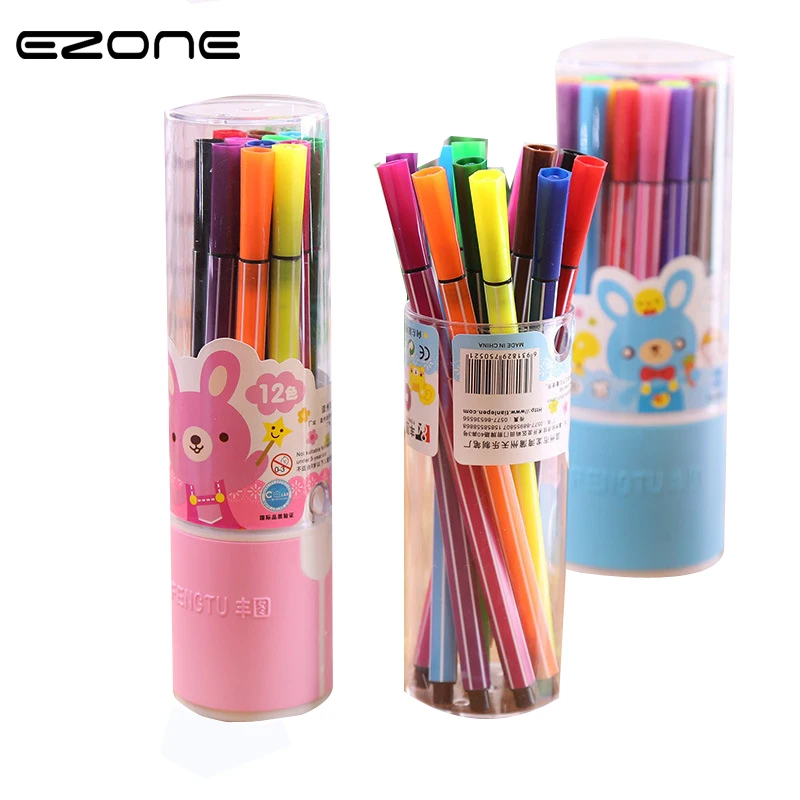 

EZONE One Box 12Colors Liquid Chalk Marker Pens Erasable Multi Colored big Highlighters For Art Stationery School Supplies Gift