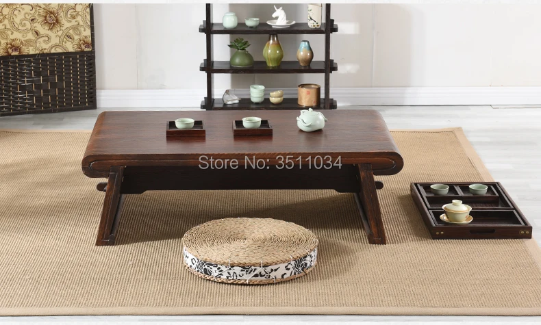 Japanese Antique Tea Table Rectangle 60x40x30cm Paulownia Wood Traditional Asian Furniture Living Room Low Dinner Floor Table