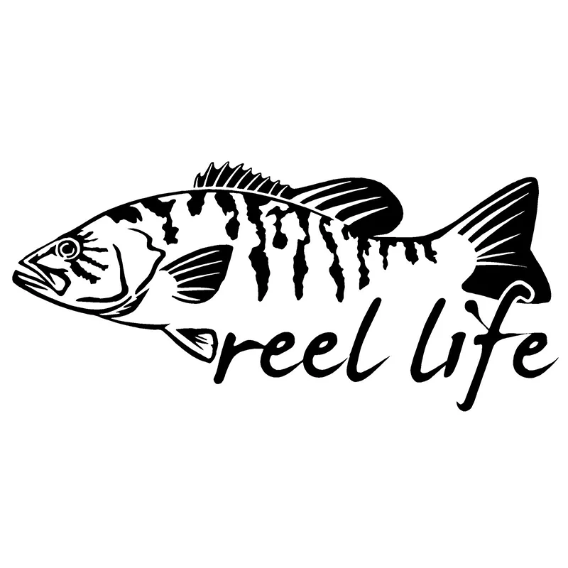 

18*8cm Reel Life Fishing Decal Lovely Interesting Fashion Car Sticker Funny Car Window Bumper Vinyl Decor Decals