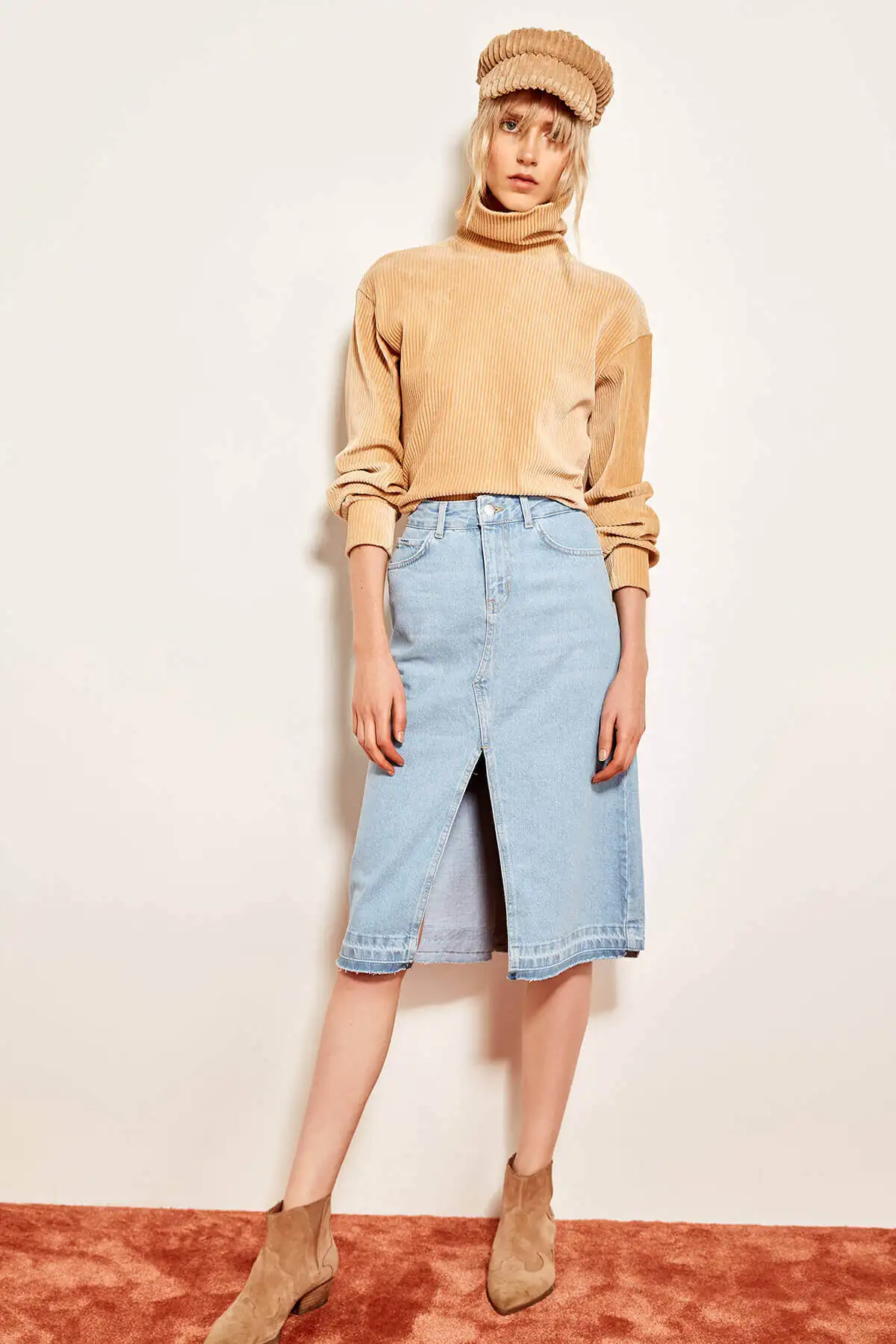 

Trendyol Advanced Denim Blue Front Slit Skirts TCLAW19LR0184