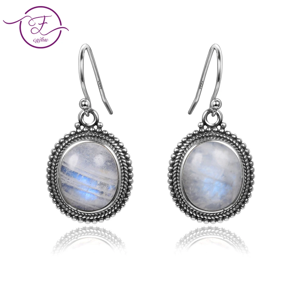 

Jewelry 925 sterling silver pendant earrings 10X12 large oval natural moonstone women fashion wedding party wholesale