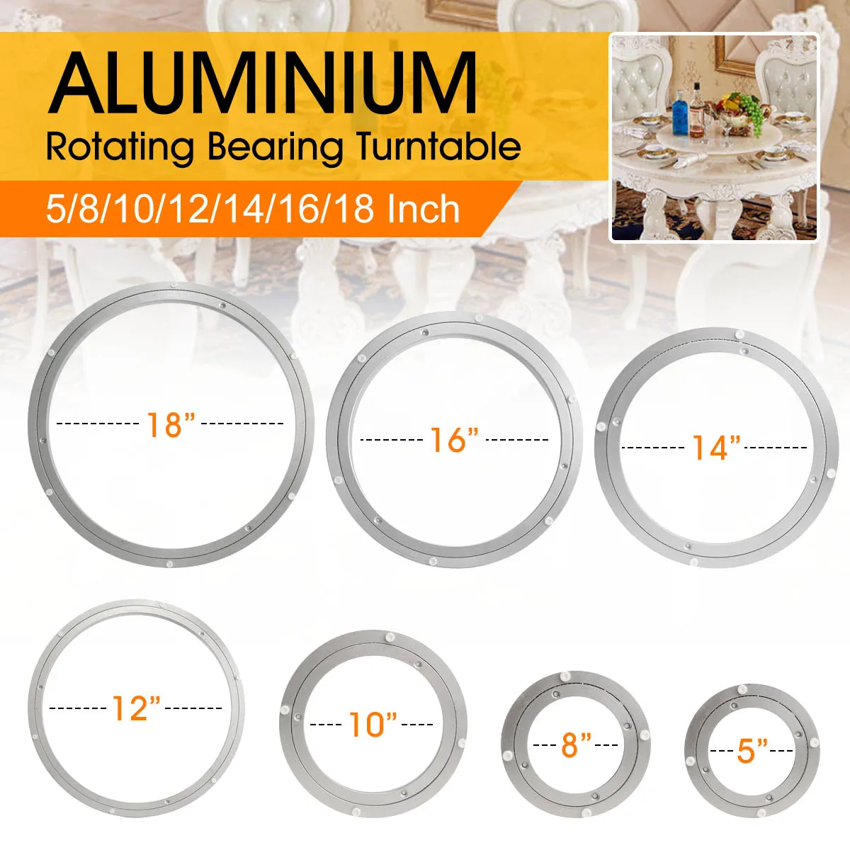 Surface Smooth Easy Setup  Heavy   Aluminium Rotating Bearing Turntable Turn Table Round Swivel-Plate Screwed or Fixed ► Photo 1/6