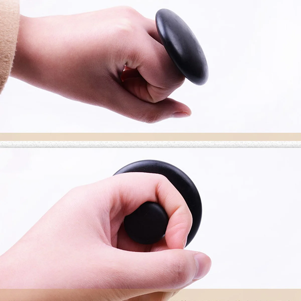 2pcs Black Basalt Stone Essential Oil Massage Mushroom Shape Spa Energy Stone for Body Face Massage Stone