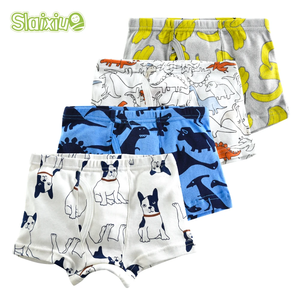 

4Pcs/lot Children boxer kids boys underwear Panties briefs for boy Cotton Soft Organic for 2-10years Teenager Underpants