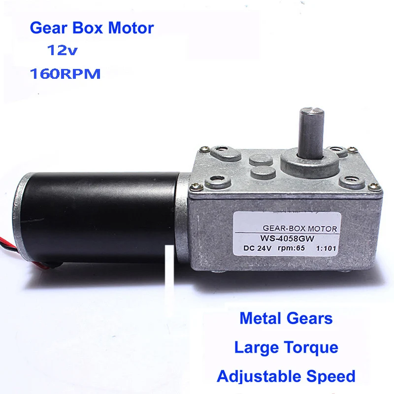 

DIY Repair Tools Metal Motor High Torque Worm Speed Reduction DC Gearbox Motor 4058GW DC 12V