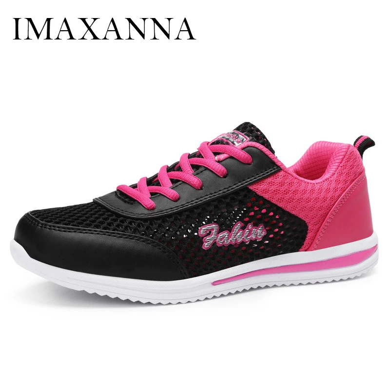 

IMAXANNA New Summer Women's Running Shoes 2019 Breathable Mesh Ladies Outdoor Sneakers Leisure Lace Up Walking Sports Athletic
