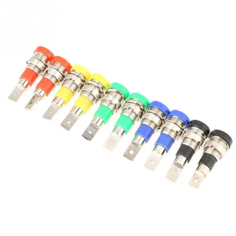 

Hot 10 PCS Mixed Color Banana Socket 4.0mm Jack for Panel Mounting Test Probes fashion