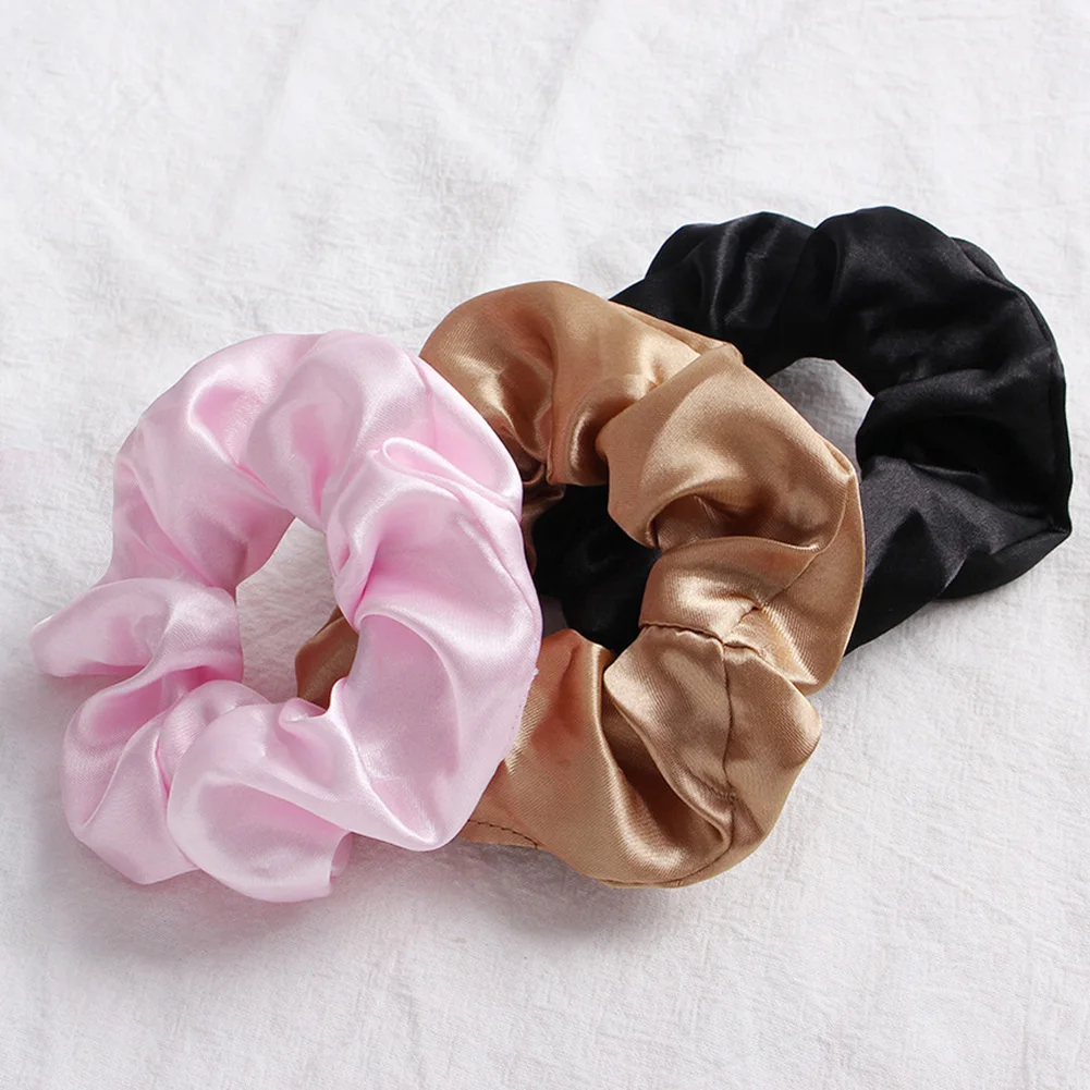2019 Sweet Silky Satin Hair Rope Ties Scrunchies Women Elegant Elastic Hair Bands Solid Color Girls Rope Rings Hair Accessories