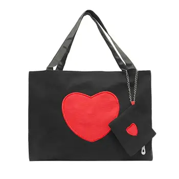 

Women Sling Shoulder Bags Large Capacity Totes Canvas Love Heart Print Shopping Bag 2019 New Female Handbag Bolsa Feminina