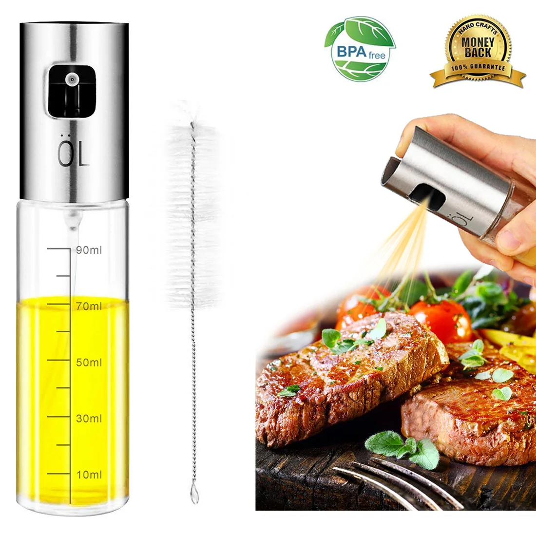 

Glass Oil Dispenser Empty Bottle Stainless Steel Olive Oil Spray Barbecue Vinegar Sprayer Pot Storage Bottles Kitchen Tools S3