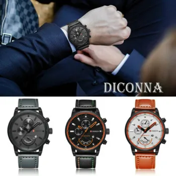 

Men Military Leather Analog Army Stainless Steel Sports Date Quartz Wrist Watch