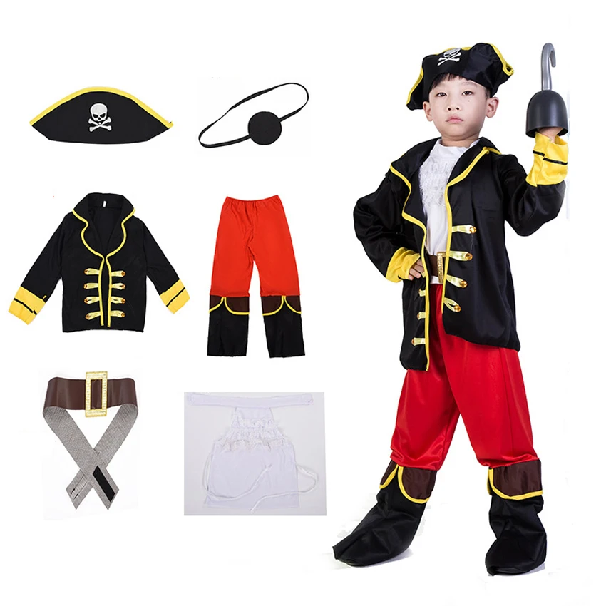 

2019 New Year Costumes for Teenager Boys Pirate Cosplay Role-play Fancy Set for Halloween Carnival Party Kids Bithday Gift