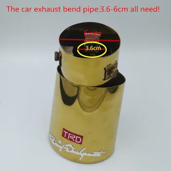 

New Car Exhaust Pipe36-60mm Muffler Luxury Gold Color Tail Tip For Toyota Nissan Ford Peugeot Fiat TRD Racing Universal End Tube