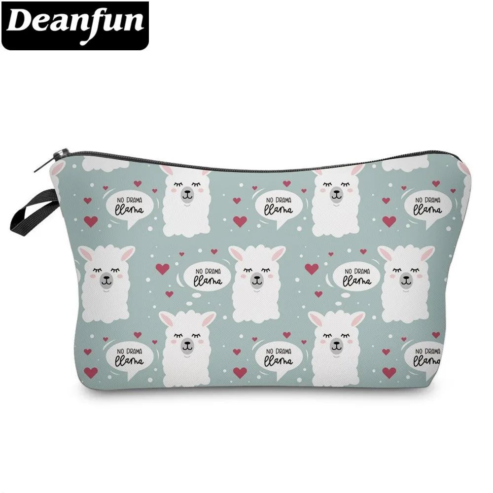 

Deanfun White Llamas Cosmetic Bag Waterproof Love Hearts Makeup Bags Cosmetics Cases Pouchs 51443