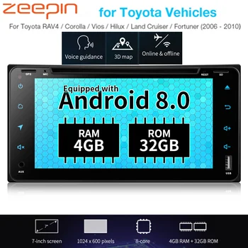 

ZEEPIN 7 '' Android 8.0 Car Multimedia Player 4GB RAM 32GB ROM Automotive Entertainment Radio GPS 4G WiFi Bluetooth for Toyota
