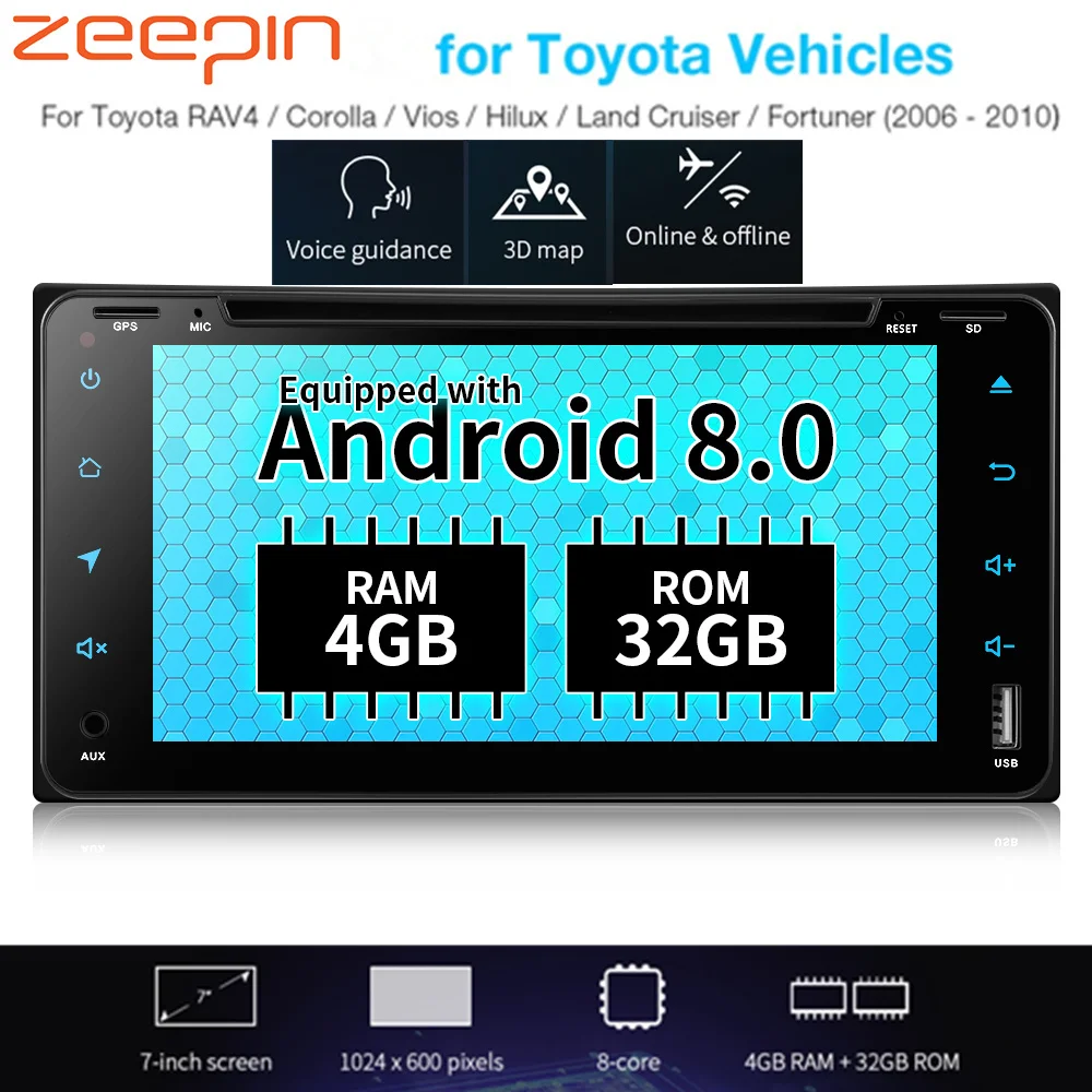 Автомобильный мультимедийный плеер ZEEPIN 7 дюймов Android 8 0 4 Гб ОЗУ 32 ПЗУ