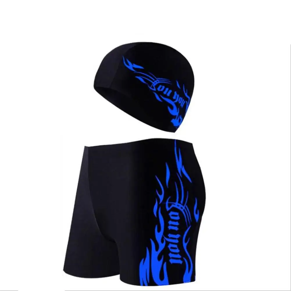 

Mounchain Men Professional Wear-resistant Swimming Trunk and Swimming Cap Boy Swim Trunks Swimming Surf