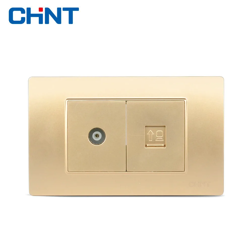 

CHINT Wall Switches Socket Connect NEW5D Gold Two Position Television Computer Socket