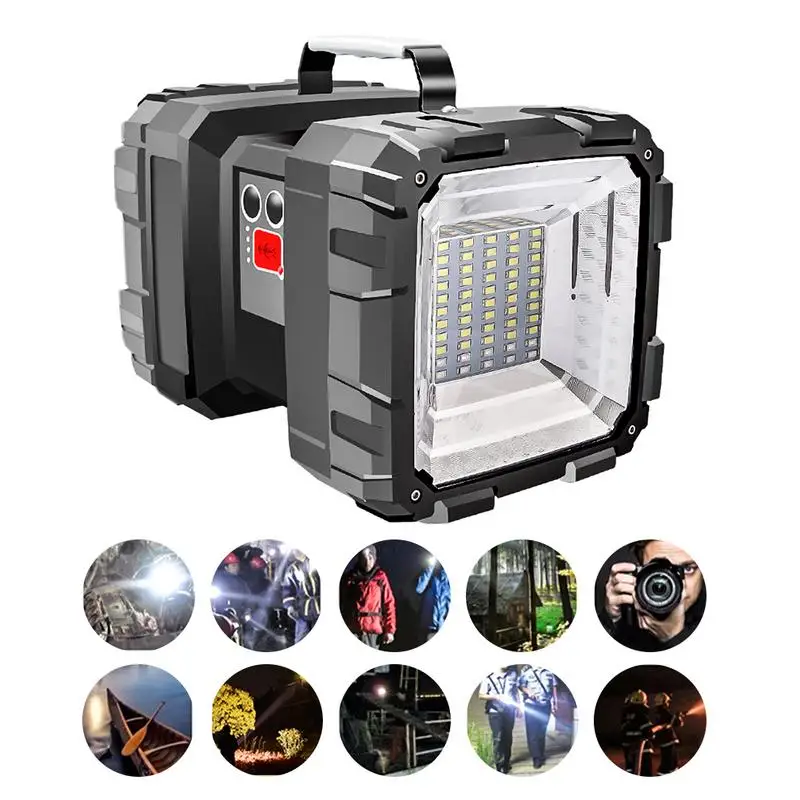 

Double Head Flashlight Searchlight USB Rechargeable Portable Outdoor Super Bright Work Light Solar Fishing Light W844 Small