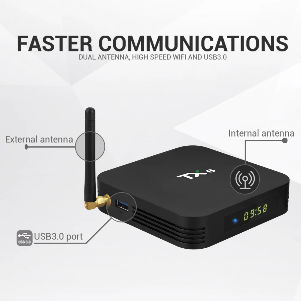 TX6 Android 9 0 ТВ бокс Allwinner H6 Smart 4K 4 ГБ 32 телеприставка 2 4G/5G WiFi 100 Мбит/с USB3.0 BT4.1 H.265 DLNA HD
