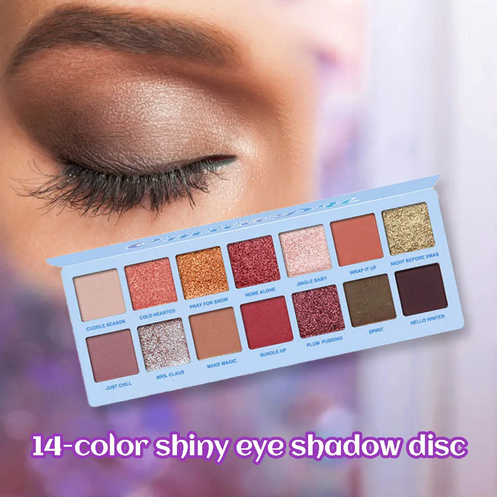 Красивые глазурованные блестящие тени для век Pallete 14 цветов матовые