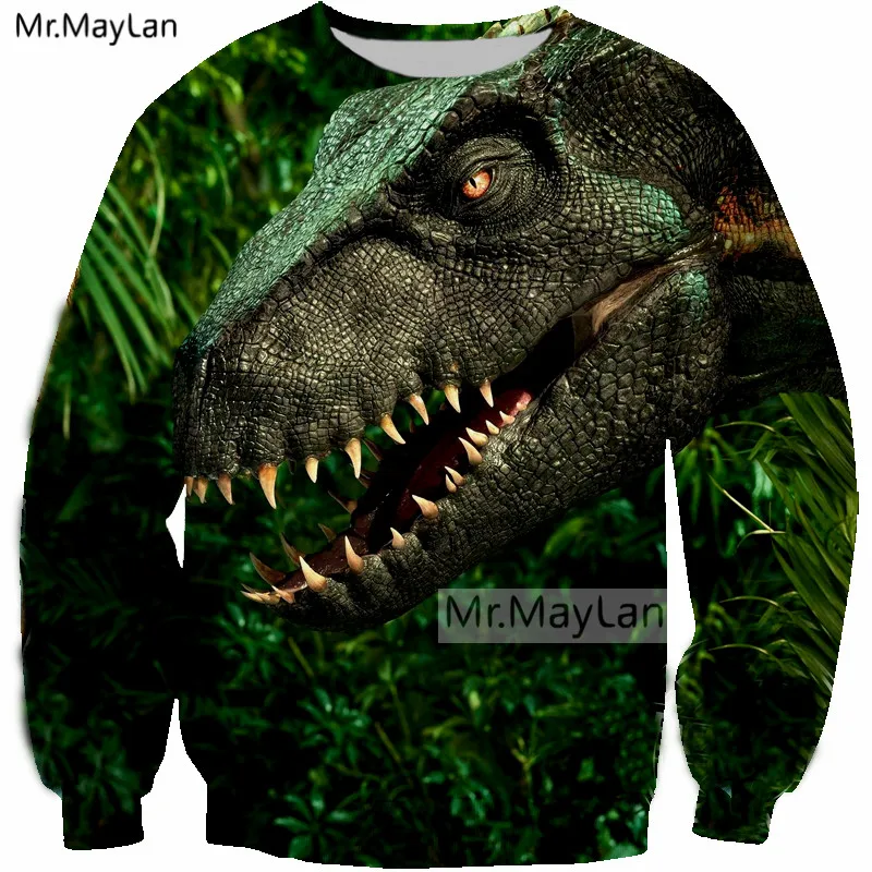 Jurassic World Fallen Kingdom Cool Dinosaur 3D Print Sweatshirts Men/Women Hiphop Outfits Boys Green Tops Clothes Drop ship 5XL