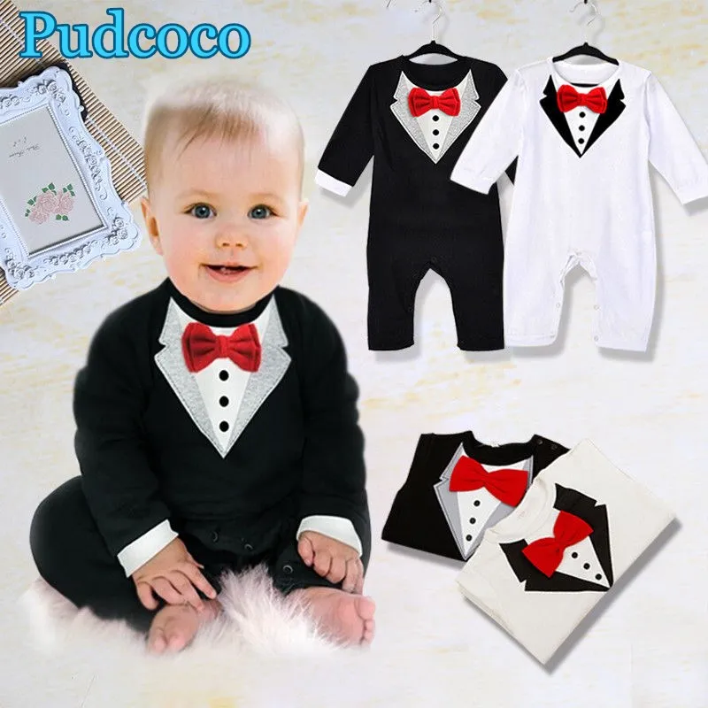 Toddler Kids Baby Boys Gentleman Bowtie Jumpsuit Romper+Pants Outfits Clothes