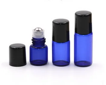 

1000pcs Blue 1ml 2ml 3ml empty roll on bottle essential oil bottle mini glass essential oil roller bottle glass bottle