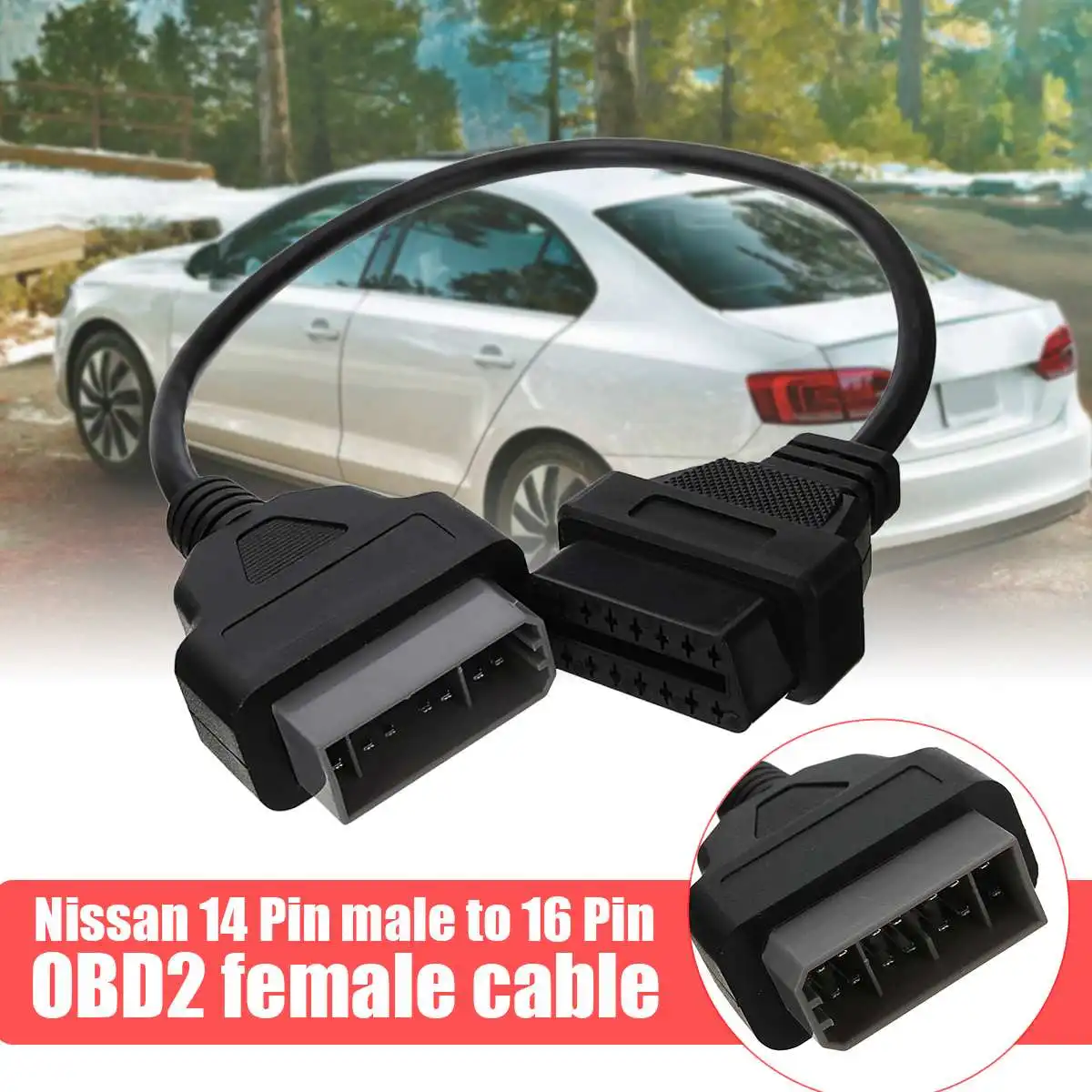 

Car Diagnostic Cable OBD2 Extension Auto For Nissan 14 Pin Male To 16 Pin OBD2 Female Cable Connector Cable Diagnostic Tools