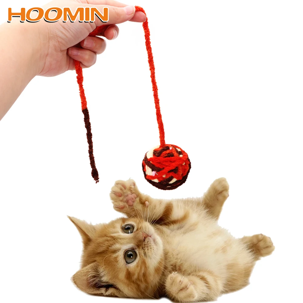 HOOMIN Cat футбол Обучающие игрушки Котик-тизер игрушки для котов жевательные царапины Catch игрушечная веревка плетеные шарики домашних животных очиститель зубов продукты для домашних животных