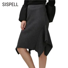 SISPELL весенние женские трикотажные юбки женские с высокой талией тонкий асимметричный подол белая облегающая юбка для женщин корейская мода Новинка