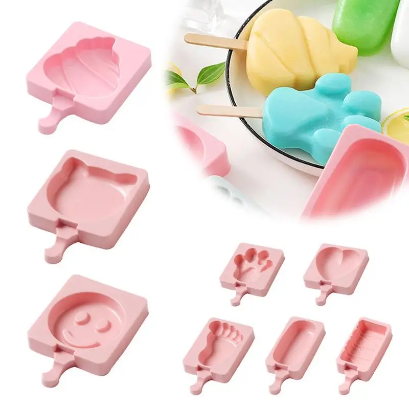 

Silicone Mould for Handmade Homemade Ice Cream Ice-Lolly Making Tool Kitchen DIY Accessories 8 Shapes