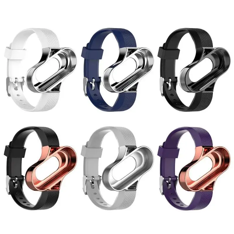 

TPE Watch Band Wrist Strap+Protective Case Cover Shell for Xiaomi MI Band 3