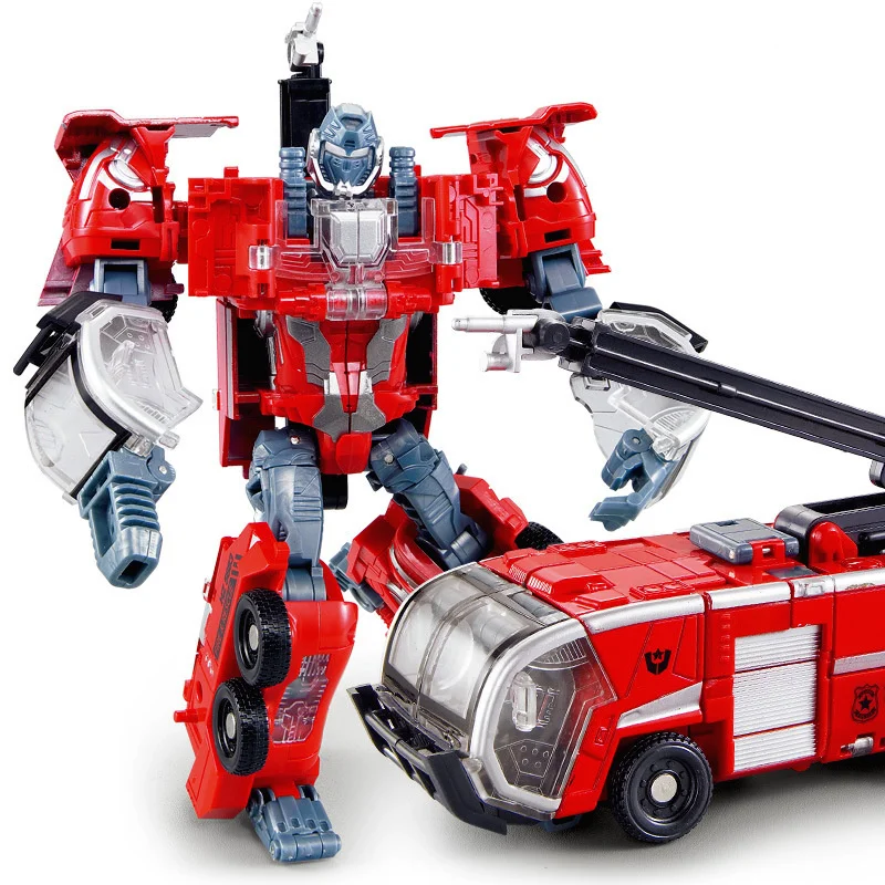 Robot Car Alloy 5 In 1 Transformation Toy Fire Rescue Crane Motorcycle Excavator Truck Model Action Figure Cool Combiner Toy Boy