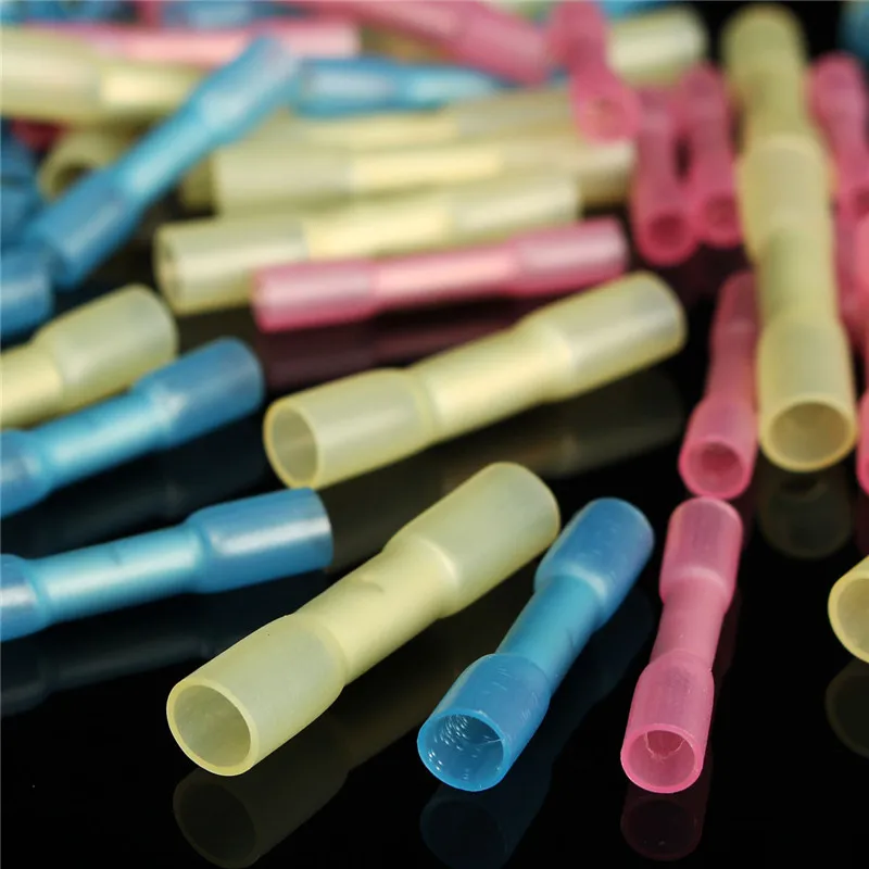 

HS01 Mixed Heat Shrink Butt Electrical Crimp Terminals Wire Cable Connectors Waterproof Connector Red Blue Yellow with Box